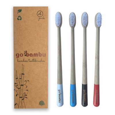 Bamboo Toothbrush UK - Pack of 4 - Soft, Medium and Charcoal
