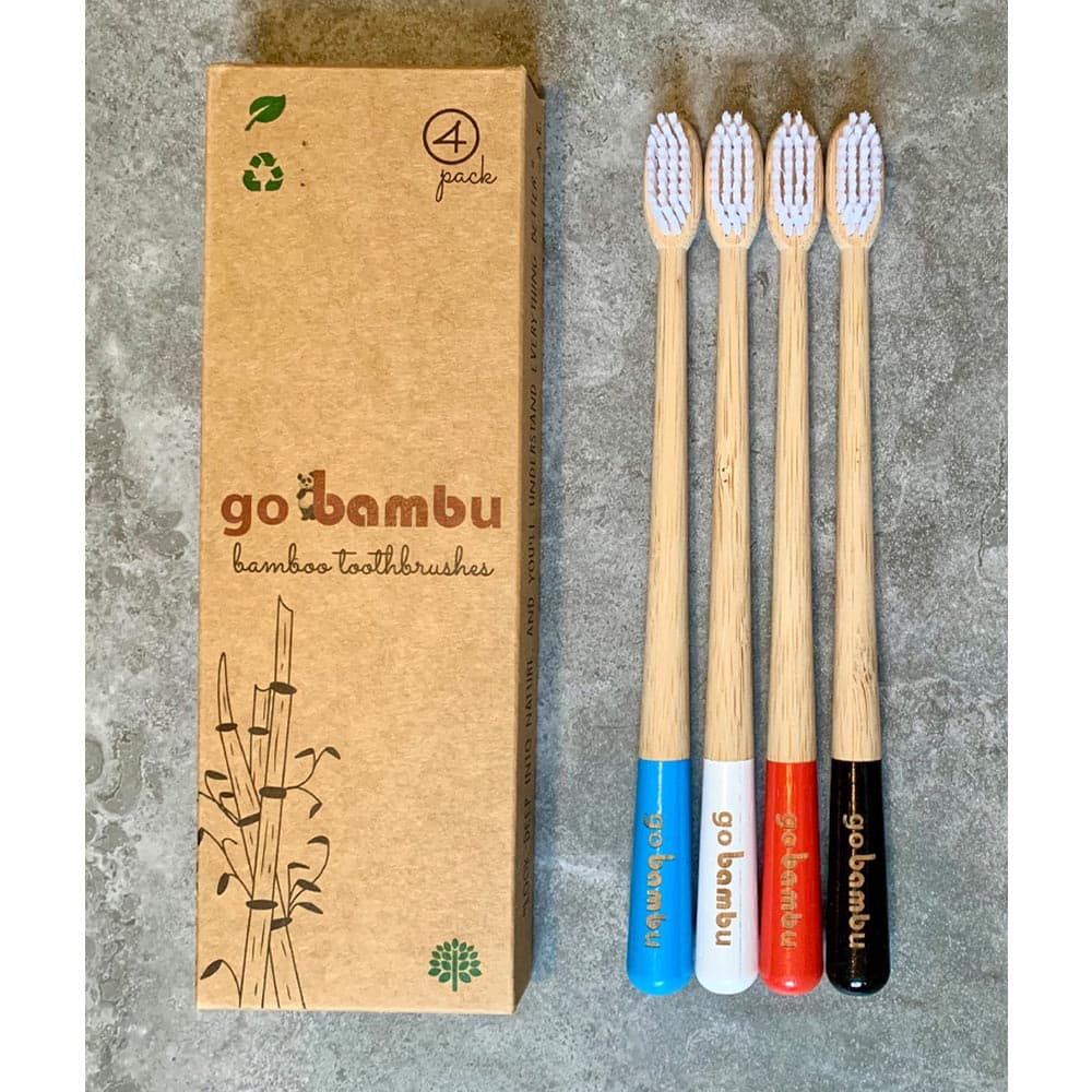 Bamboo Toothbrush UK – Pack of 4 – Soft, Medium and Charcoal